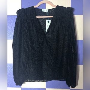 NWT Tanya Taylor Lucy Devore Pullover Velvet Top in Black